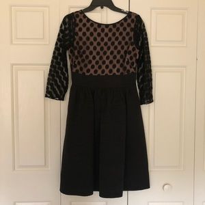 Formal Short Black Dress with Dotted Top